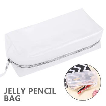 

1pc Jelly Pencil Case Large Capacity For Any Stationery Transparent Cosmetic Bag Pencil Pen Case School Supplies