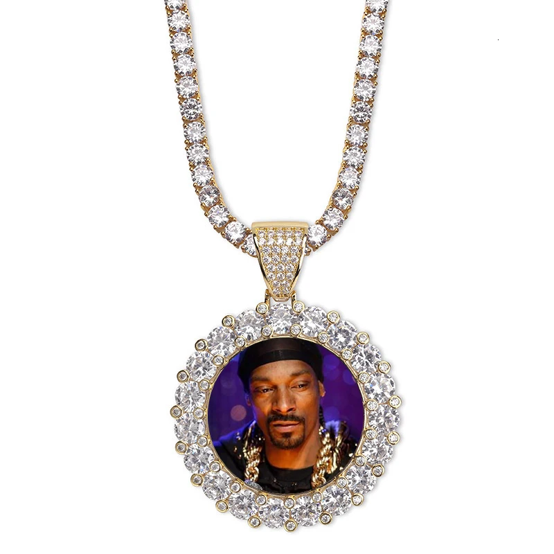 Uwin Фото Кулон на заказ Твердые обратно персонализированные ожерелье с теннисной цепочкой Bling Iced Out хип-хоп ювелирные изделия циркон подарок