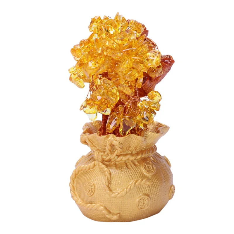 

Mini Crystal Money Tree Feng Shui Traditional Bring Luck Wealth Home Decor Miniature Figurines Party Gift Crystal Money Tree