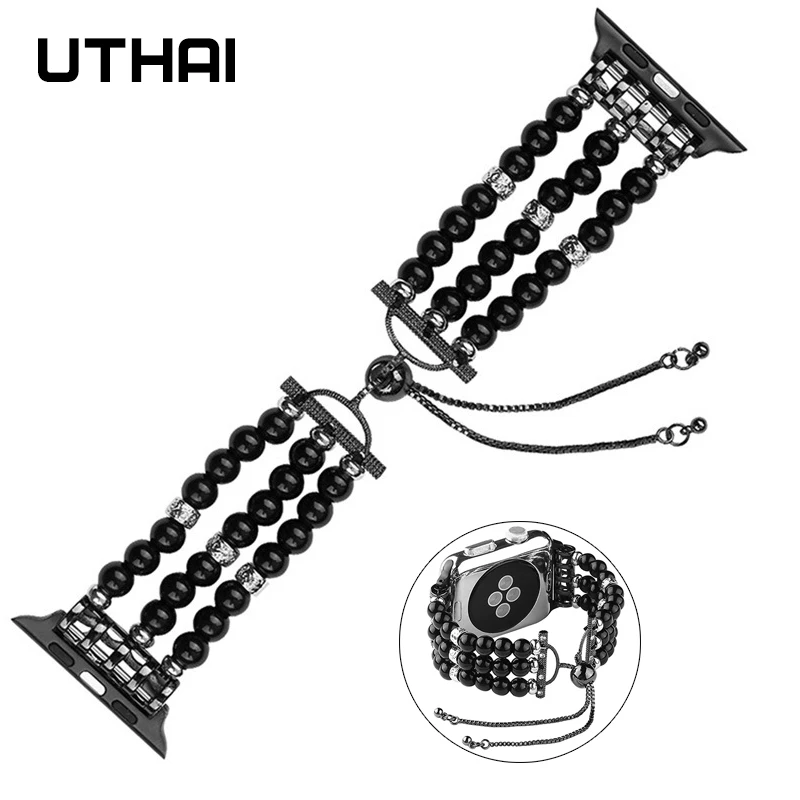 UTHAI P85 ремешок для часов Apple Watch 5/4 44 мм 40 регулируемый Модный Ювелирный Браслет iwatch