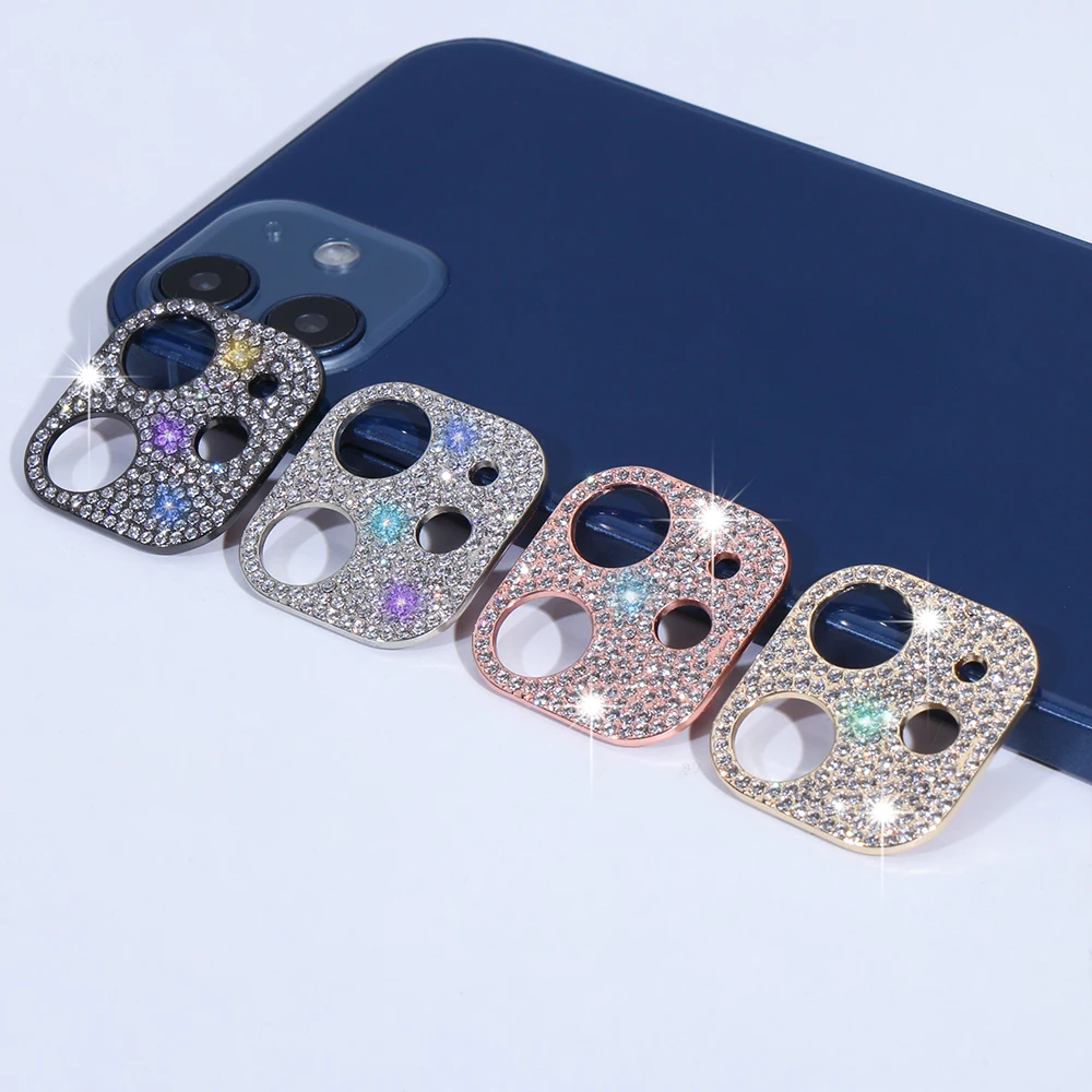 Защитная пленка со стразами для объектива камеры iPhone 12 Pro Max 12mini сплав блестящее