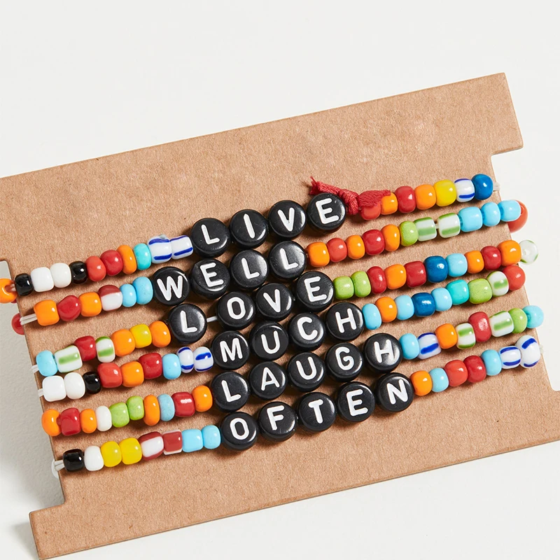 Shinus 6 шт./партия браслет «Радуга» женские браслеты с надписью «Love» Diy Pulseras богемные Красочные Модные ювелирные изделия летние пляжные