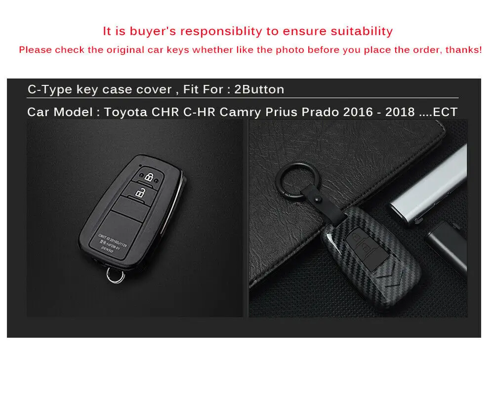 2 кнопки дистанционного ключа Fob чехол крышка Держатель для Toyota CHR C-HR- Prius