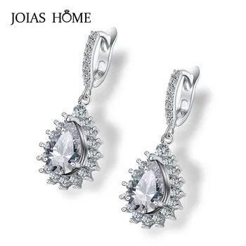 

JoiasHome 925 Sterling Silver Earrings Korean Creative Water Drop Pear Shape Inlaid AAA Zircon Earrings Valentine's Day Gift
