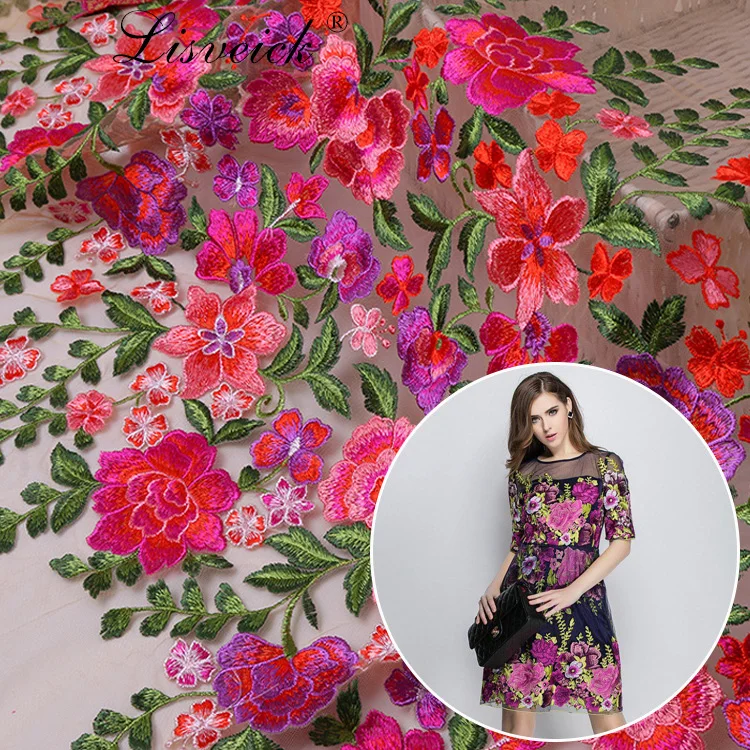 

100x135cm French Net Lace Fabric african guipure lace fabric with embroidery flower mesh tulle net yarn diy dress lace fabric