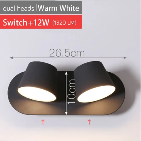 Rotating Remote Control Dimmable LED Wall Lamp for Reading Free Rotation