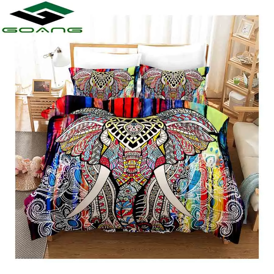 

GOANG 3d digital printing boho elephant bedding sets bed sheet duvet cover and pillowcase luxury bedding home textiles