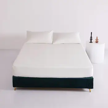 

1 pc Bed Sheet On Rubber Band Solid Color Fitted Sheet With Elastic And Pillowcase Pure Cotton Bedsheet For Adult Bed Linen