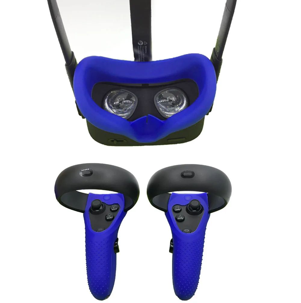 360/° Full Body Oculus Quest Face Mask,Esimen VR Silicone Protective Frame for Oculus Quest Head Cover Controller Grip Skin Red