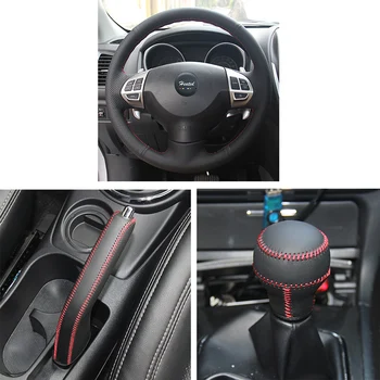 

Braid on the steering wheel cover for Mitsubishi Lancer EX 10 Lancer X Outlander Case ppc handbrake cover gear shift knob cover