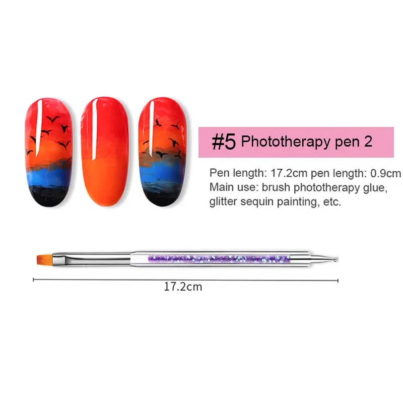 phototherapy pen 2 Набор дозаторных ручек Хрустальная фототерапия ручка, ноготь, щетки 7 г пластиковая ручка для ногтей светящаяся живопись - Цвет: phototherapy pen 2