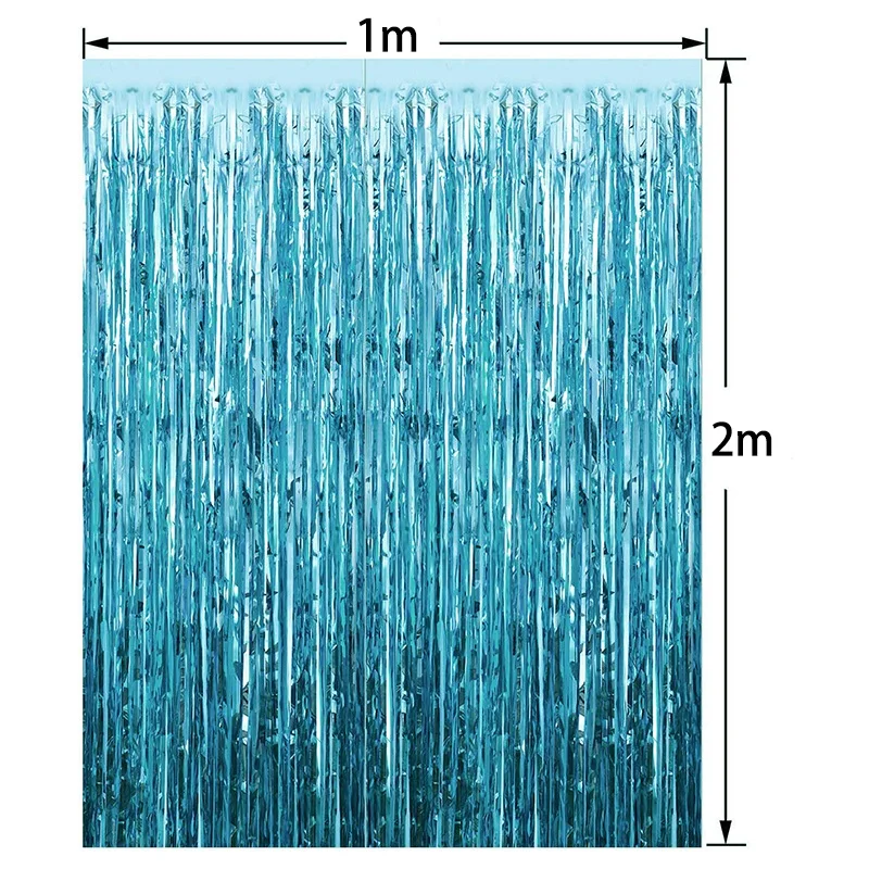 2Pcs 3Ft x 8Ft Light Blue Silky Striped Curtains Birthday Wedding Engagement Bride Wedding Photography Props Baby Shower Celebra