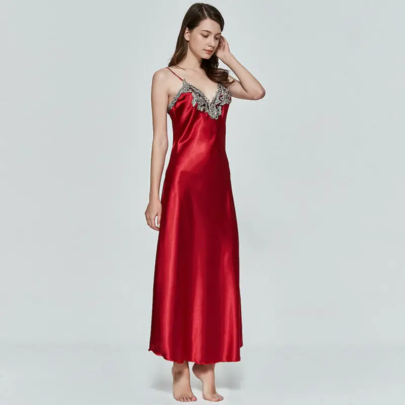 Women Nightgowns Women Nightdresses Sleeping Dress Sexy Lace Lingerie Dress Women Satin Silk V-Neck Underwear Nightgown Nightdress Sleepwear Robe Babydoll Lingerie