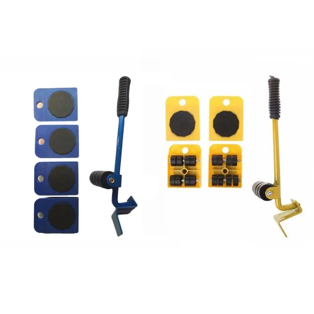 

Furniture Mover Tool Set Furniture Transport Lifter Heavy Stuffs Moving Tool 4 Wheeled Mover Roller+1 Wheel Bar Hand Tools Set