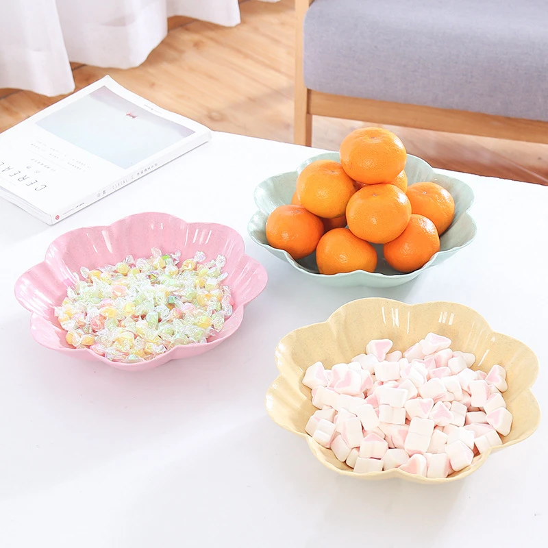Wheat Straw Fruit Plate Modern Living Room Creative Household Plum-shaped Snack Plastic Large Candy Dish Melon | Дом и сад