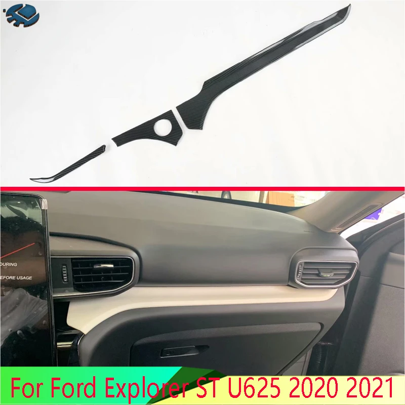 

For Ford Explorer ST U625 2020 2021 Car Accessories Carbon Fiber Style Center console Interior Instrument Panel Around trim