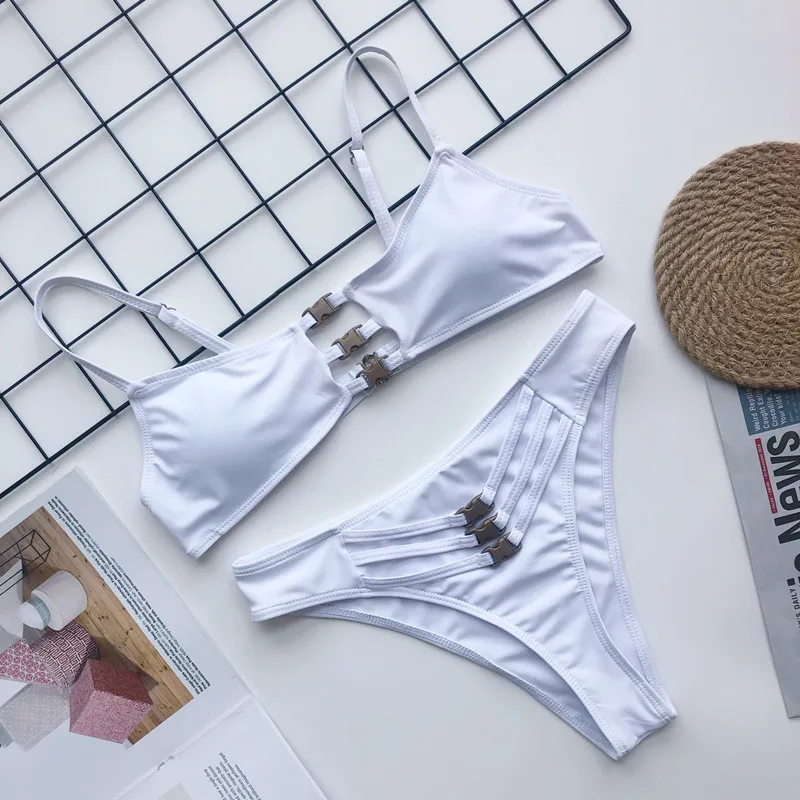 Купальник с застежкой женский купальник из двух частей купальный костюм для женщин бикини ретро пляжный купальный костюм с пуш-ап