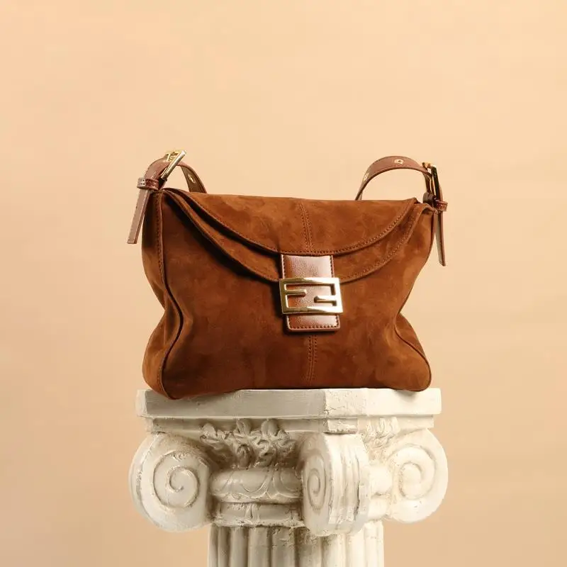 Unilynx, новинка, осень/зима, замшевая сумка среднего стиля, подмышка, багет, на одно плечо, сумка через плечо, Ретро стиль, женская сумка - Цвет: brown