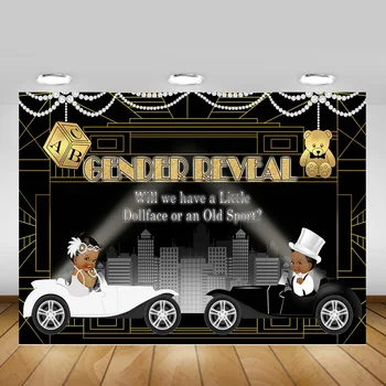 

Gatsby Gender Reveal Photography Backdrop Photocall Newborn Baby Little Dollface or Old Sport Background Teddy Bear Cool Car