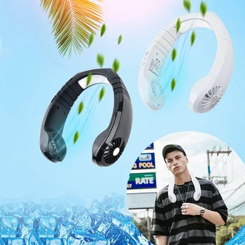 

Mini ice film USB air conditioner fan Physical Cooling Travel Hanging Neck Cooler Earphone Design Sport Smart Fan hot essential