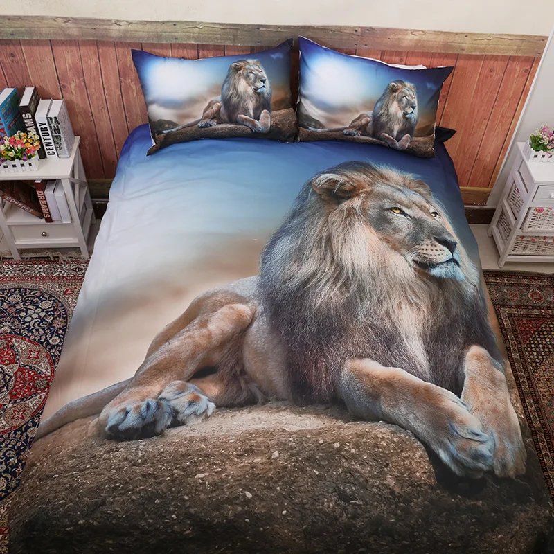 

3D Lion Desert Bedding Set Animal Print Duvet Cover pillowcase Twin Queen King Size Bedclothes Home Textiles Drop Ship