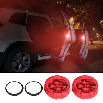 

2pcs/Set Auto Strobe Traffic Light Red Anti Collision LED Warning Lamp Car Door Lights Magnetic Control