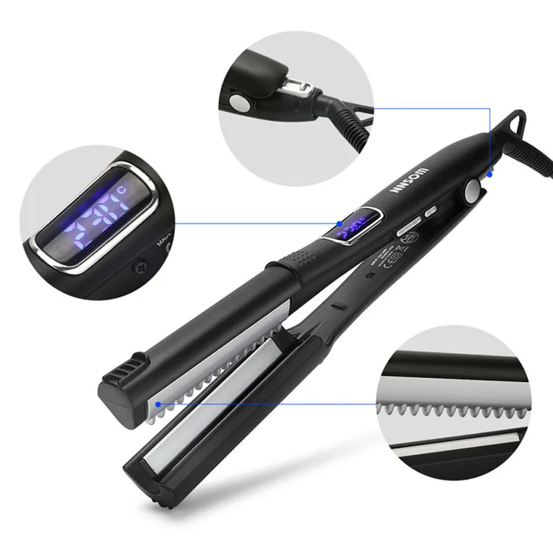 black Professional 4 In 1 Straight Hair Curler Ceramic Heating Hair Straightener Flat Iron - Цвет: black