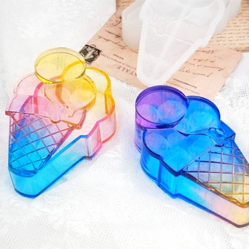 

Cute Ice Cream Storage Bin with Lid Resin Mold Popsicles Jewelry Storage Box Silicone Resin Casting Mold Art Craft Tools