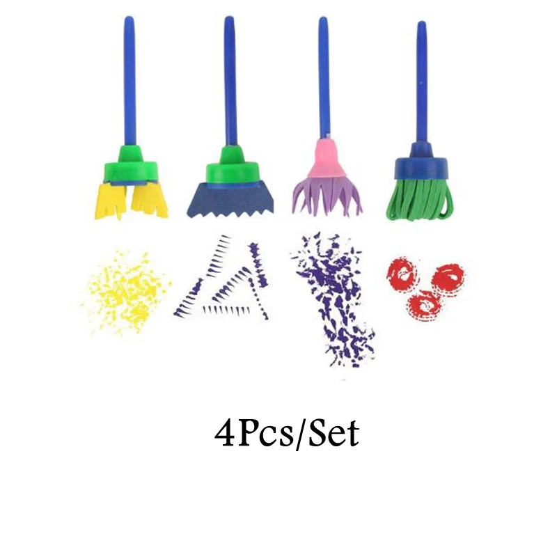 4 шт поворот Краски рисунок «сделай сам» разноцветная мочалка щетки для детей EVA Стиль Арт Деко нарисованная кистью инструмент детские образовательные игрушки включают светящиеся объекты ZXH - Цвет: 5xuan zhuan sao ba