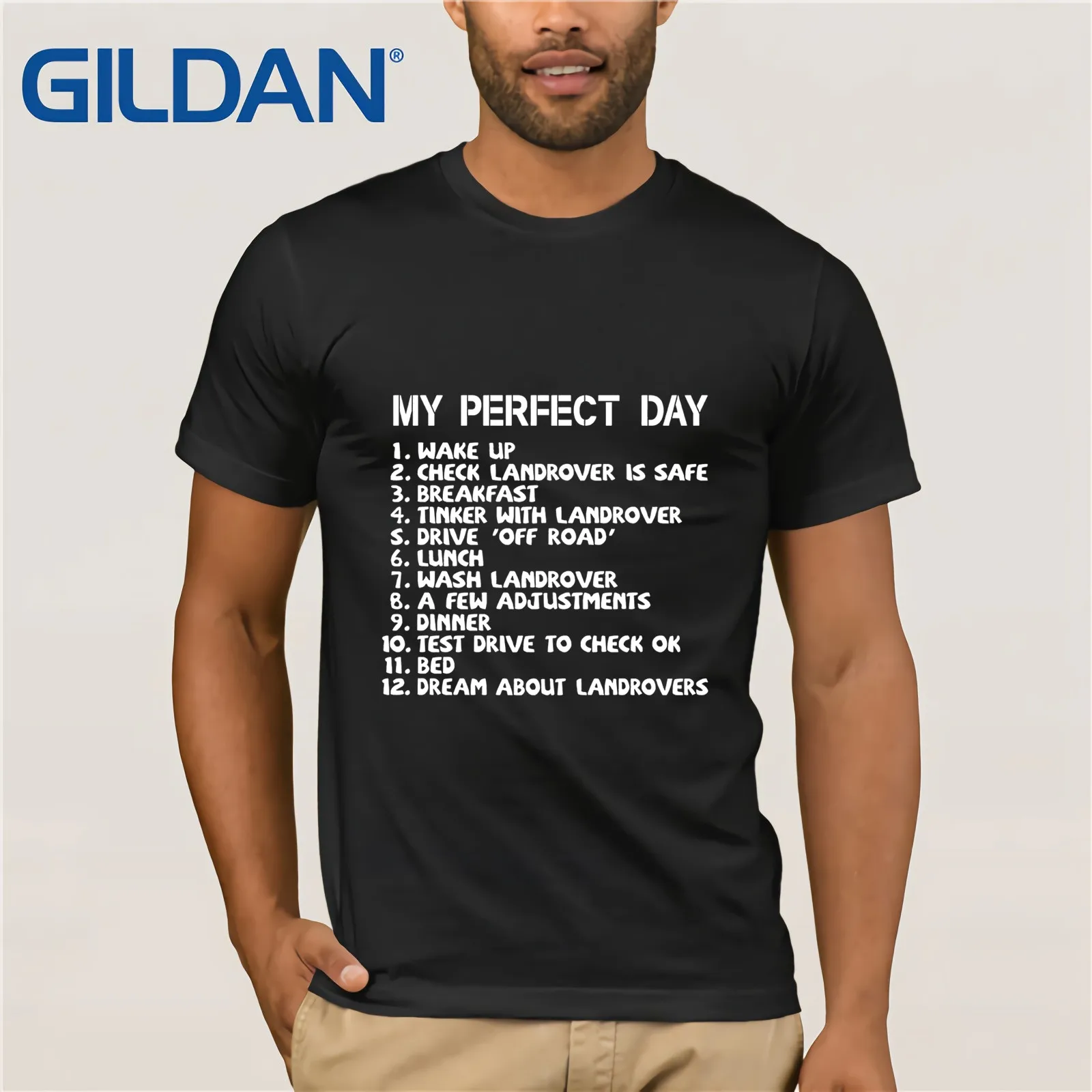 LEQEMAO My Perfect Day Landrover T-Shirt 4x4 Off Road Dad Truck To Do List Mens Gift Top T Shirt Hot Topic Men Short Sleeve | Мужская