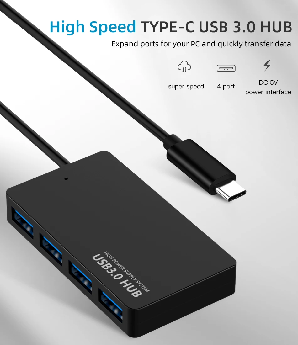 Мини Тип usb C концентратор 4 Порты и разъёмы Кабель-Переходник USB C на USB 3,0 адаптер-разветвитель с микро USB Питание для ноутбука MacBook для планшетного компьютера