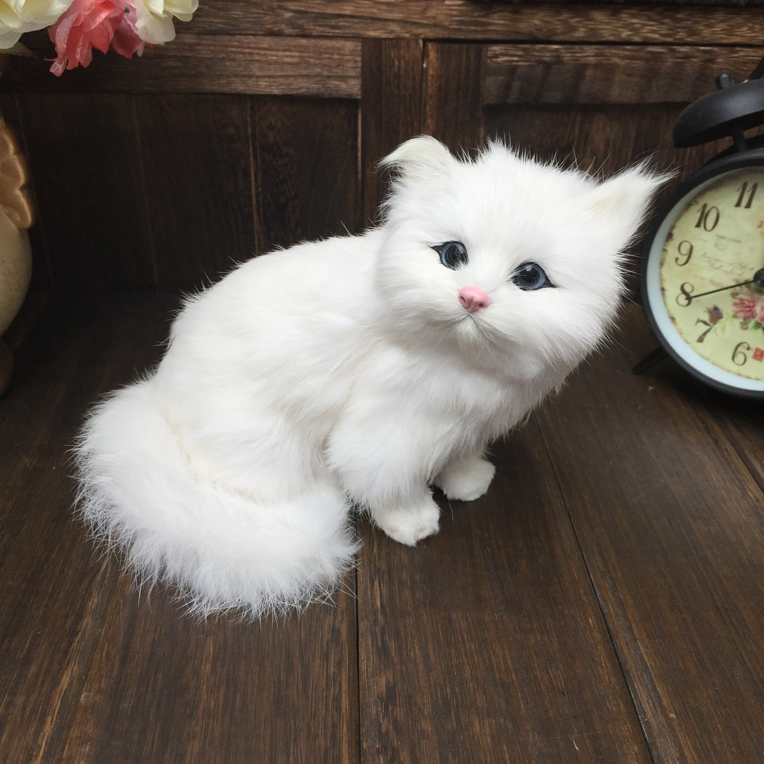 Realistic Plush Toy Simulation Cat Doll White Persian Cats Lifelike Kitten Model Birthday New Year Gift Home Decor Ornament 4