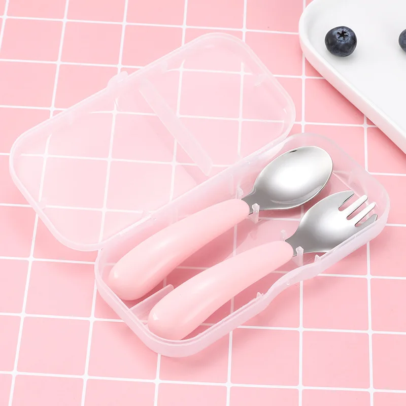 304 Stainless Steel Tableware Cartoon CHILDREN'S Tableware Set Baby Spork Manufacturers Wholesale Customizable OEM Cross Border