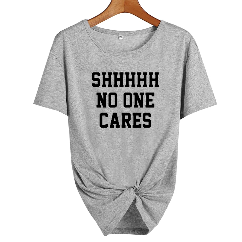 ONSEME SHHHHH NO ONE CARES футболка с буквенным принтом женская одежда больших размеров Kawaii женская футболка с короткими рукавами Топы в Корейском стиле