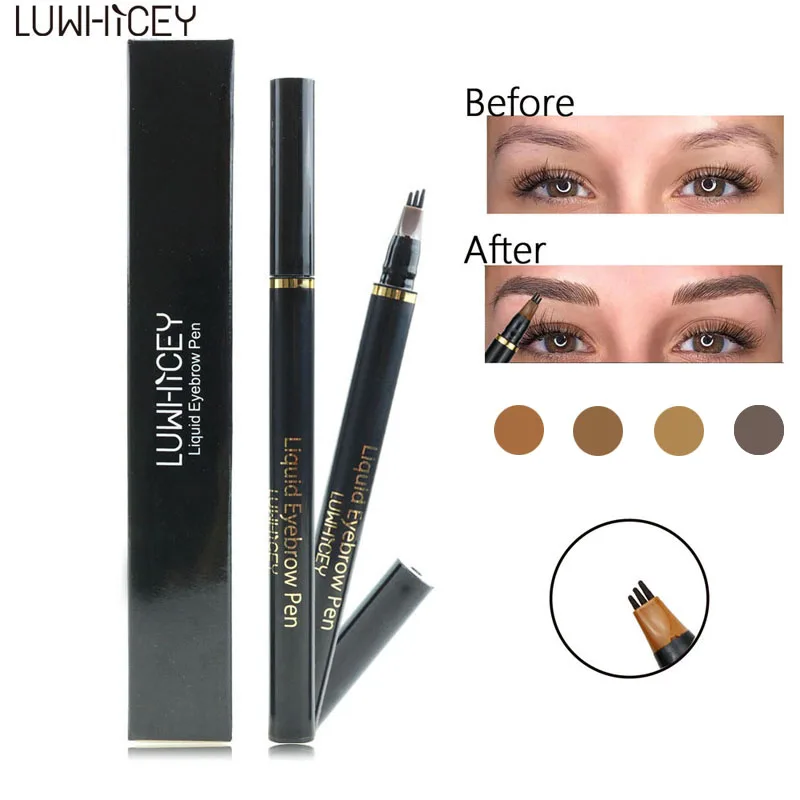 

Microblading Eyebrow Pen Waterproof Natural Fork Tip Eyebrow Tattoo Pencil Makeup 4 Color Eyebrow Liquid Eye Brow Tint