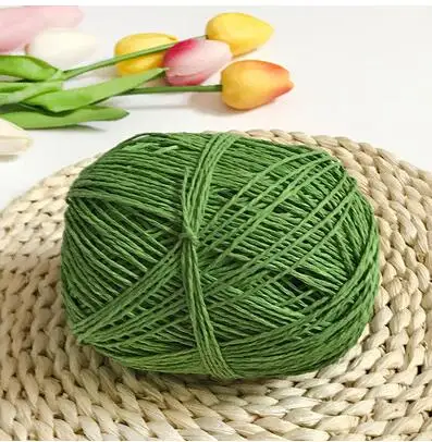 green 200 г/лот Органическая пряжа для вязания соломенные из пальмового волокна веревочная пряжа цельная пряжа для вязания крючком для DIY шляпы ручной работы корзины ручной работы ручные изделия - Цвет: green