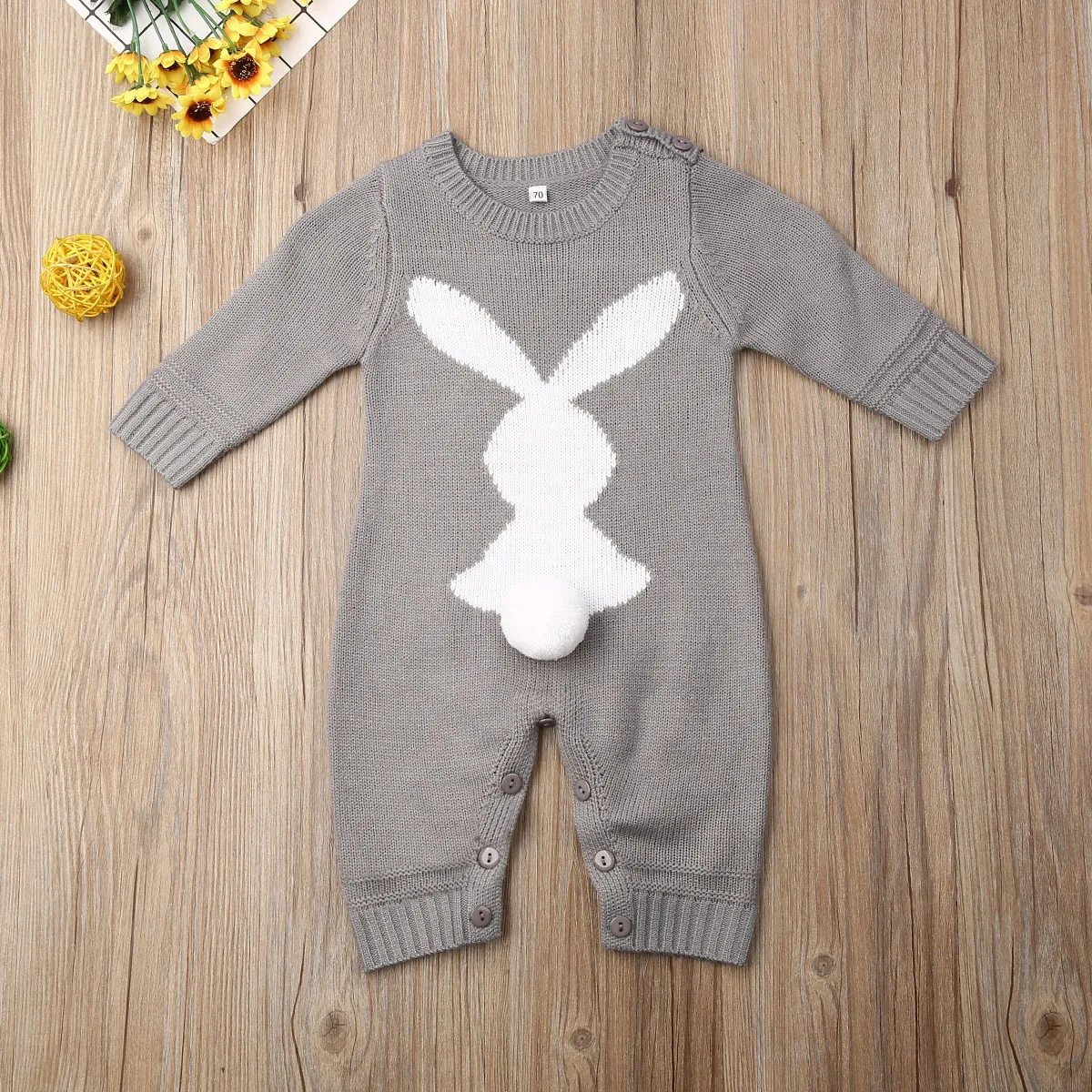 Комбинезон для новорожденного мальчика девочки кролик вязаный слитный комбинезон осень зима наряд Детский комбинезон костюм для новорожденных