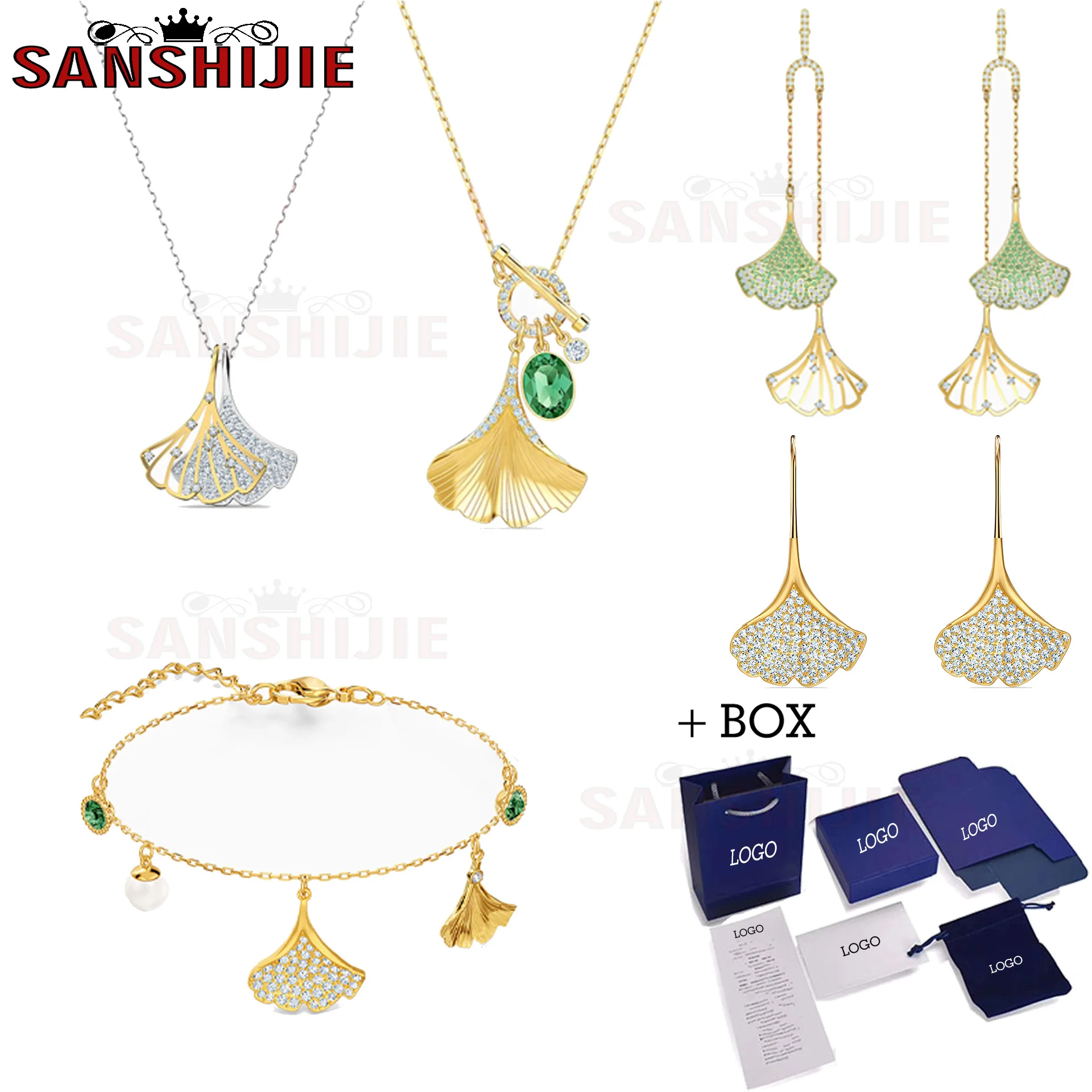 

Fashion jewelry high quality SWA new charm gingko leaf decoration crystal exquisite female Pendant Necklace romantic gift