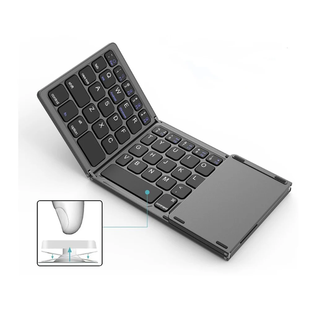 Bluetooth Keyboard Foldable Wireless Keyboard with Portable Pocket Size, Aluminum Housing for iOS Windows Android Tablets