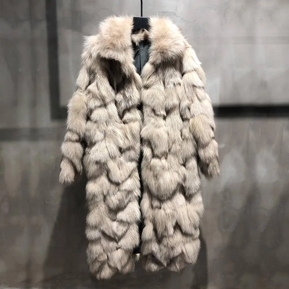 brown fox fur 03 JAZZEVAR Зима новое поступление женское пальто натуральный лисий мех высокое качество средней длины модный стиль женская зимняя одежда норковое пальто W9090 - Цвет: brown fox fur 03
