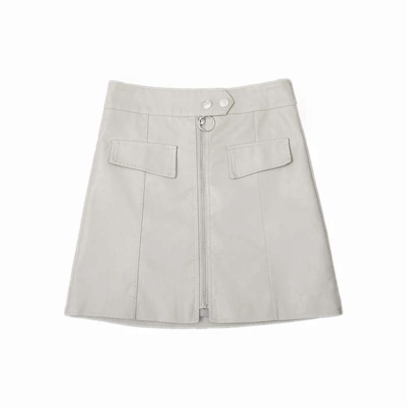 

Sexy Women Fashion High Waist Zip Faux Leather Short Pencil Bodycon Mini Skirt 2019 New Solid White Skirt
