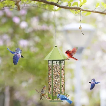 

Pet Supplies Large Capacity Outdoor Garden Wild Bird Feeder Non Toxic Portable Home Retro Iron Food Distributor Practical
