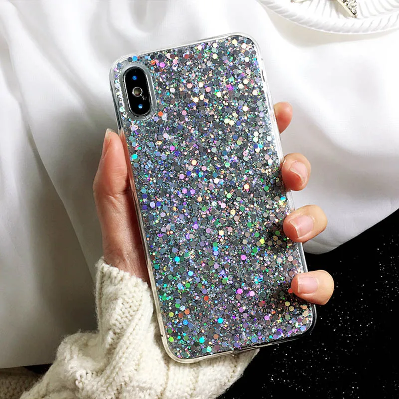 Блестящий блестящий чехол с блестками для iphone 11 Pro Max 5 5S 6 6S 7 8 Plus X XR XS Max мягкий силиконовый ударопрочный чехол из ТПУ