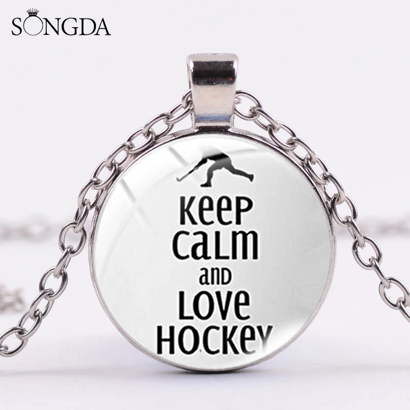 Новая мода с надписью Keep Calm And Love хоккейной тематики кулон ожерелье высокого