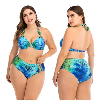 

Swimsuit Push Up Separate Women's Swimwear Cute Push-Up 2019 Big Bikini Underwire Plus Size Cup Women Print Polyester Sierra