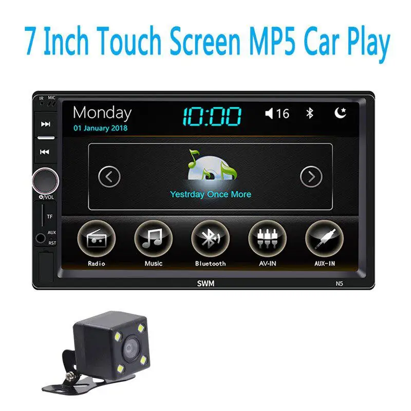 

7 Inch Car MP5 Player Reversing image with Camera Bluetooth HD Touch Screen SD USB FM Radio Mobile Interconnection Android IOS