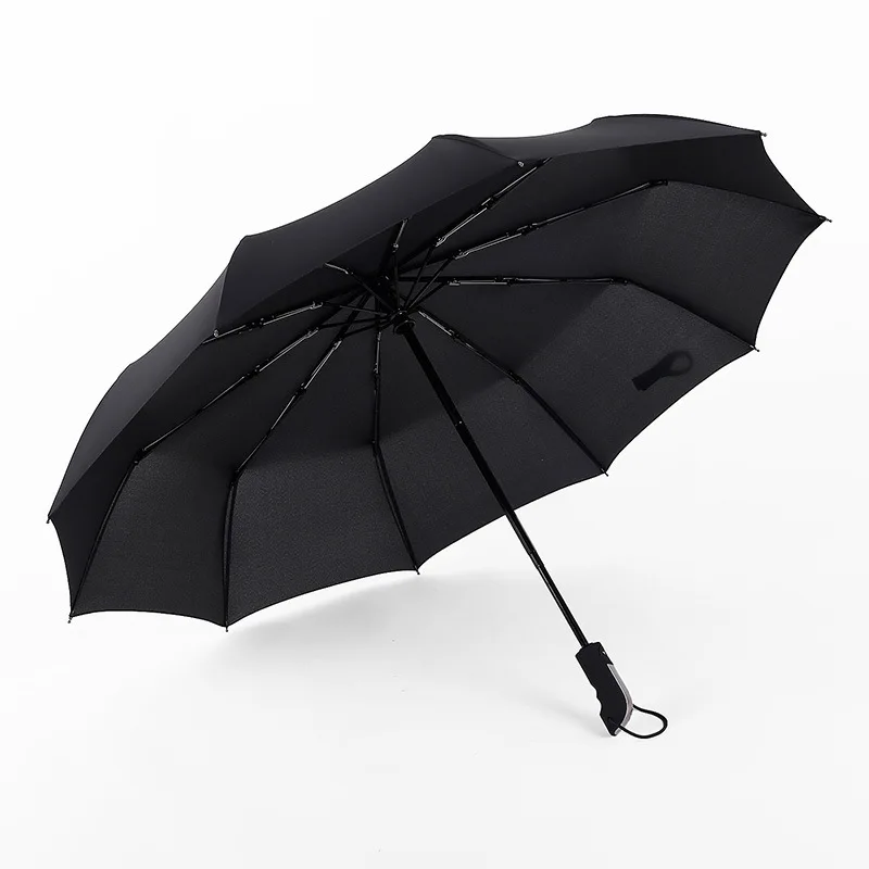 

Creative Fully Automatic Tri-fold Umbrella Ultra-strength Wind-Resistant Folding shang wu san Solid Color Rain Or Shine with Umb