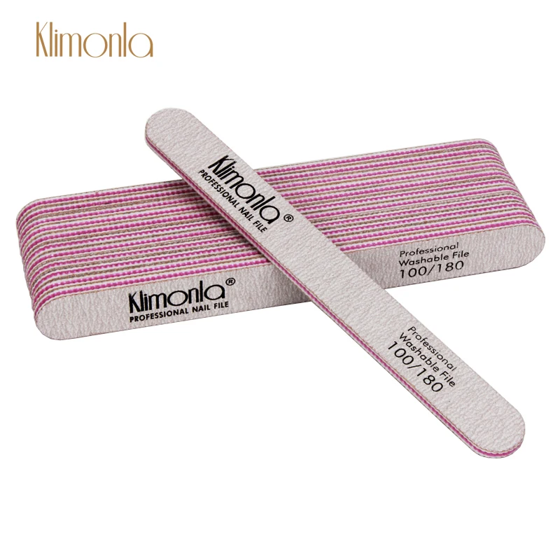 

10Pcs/Lot Klimonla Professional Nail Sandpaper 100/180 Grit Gray Nail Files UV Gel Polishing Straight Buffer Block Flie Tools