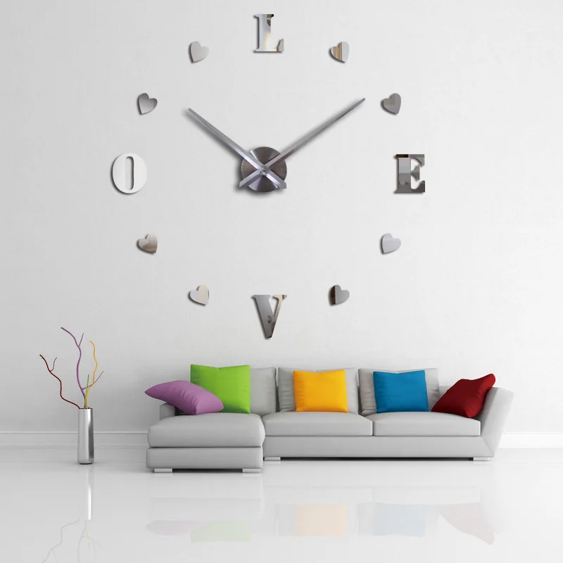 cheap Creative Clock Acrylic Number Clock Amazon Large DIY Stereo Wall Clock American Style Clock Valentine #039;s Day LOVE Clock