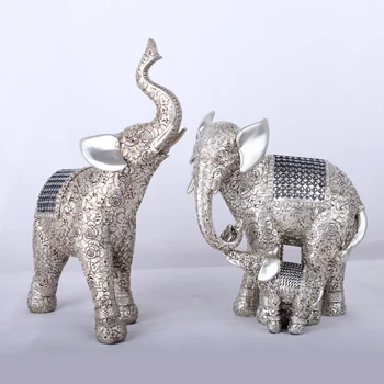 

Vintage Mother & Son Elephants Sculpture Miniature Figurines Antique Elephant Statue Office Desktop Craft Home Decoration Gift